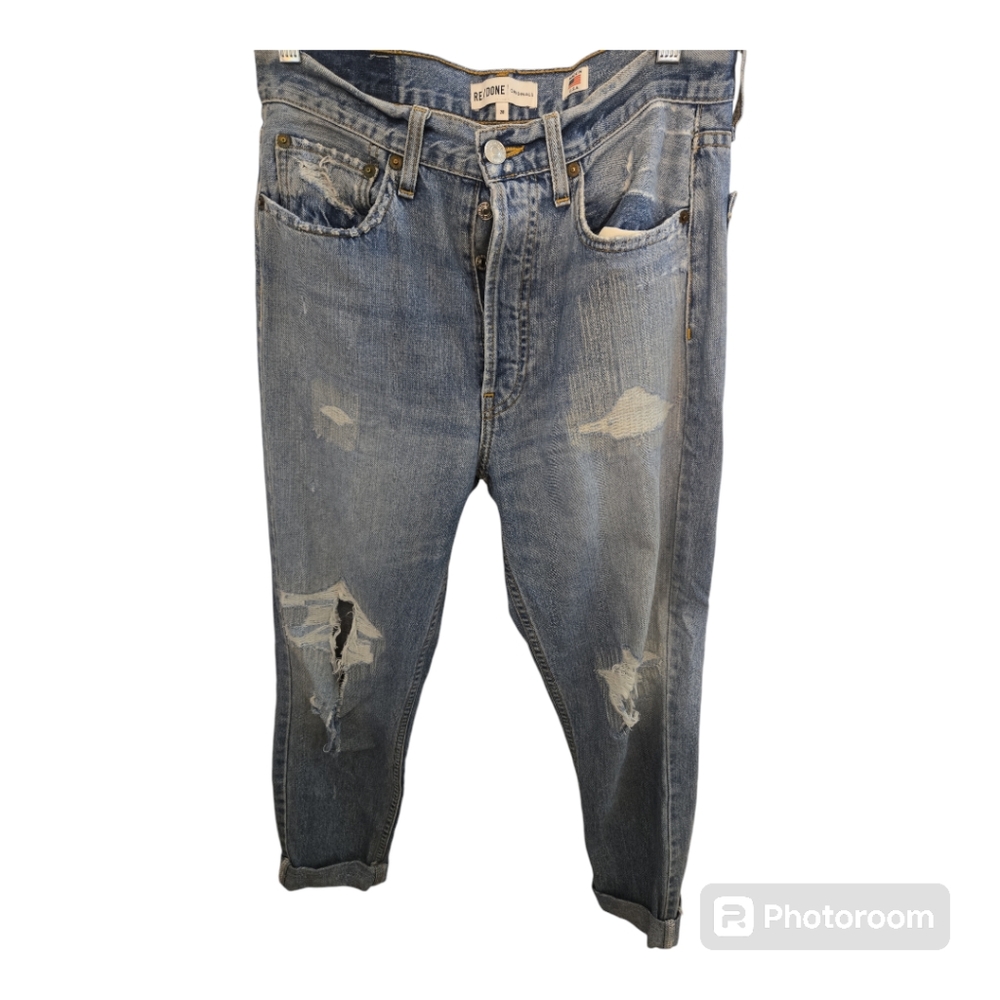 RE/Done Originals Light Wash Distressed Jeans Sz 28